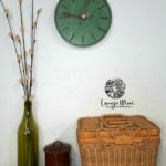 Horloge murale vert malachite, aiguilles en bois